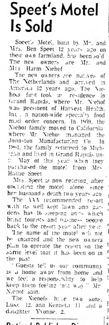 Speets Modern Motel (Websters Inn) - June 29 1962 Changes Hands (newer photo)